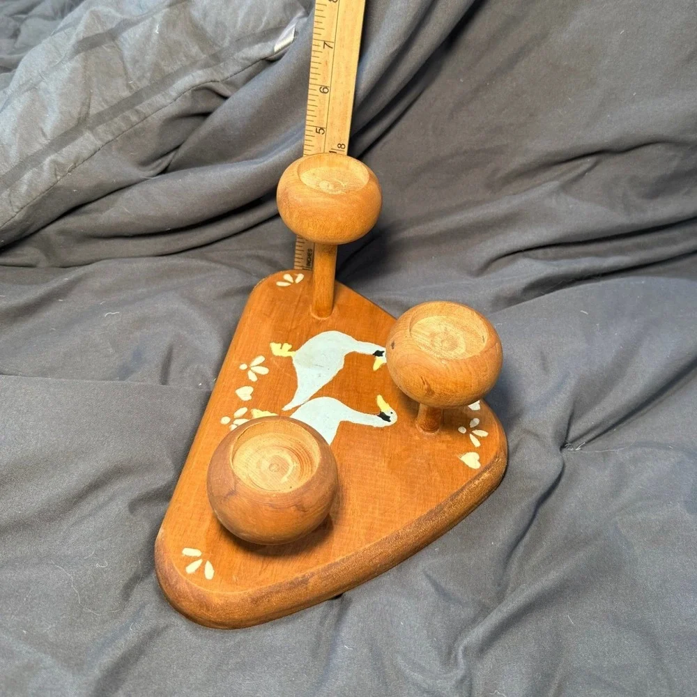 Vintage‎ Wooden Duck Wall Hooks Rack Folk Art Farmhouse Cottage Decor